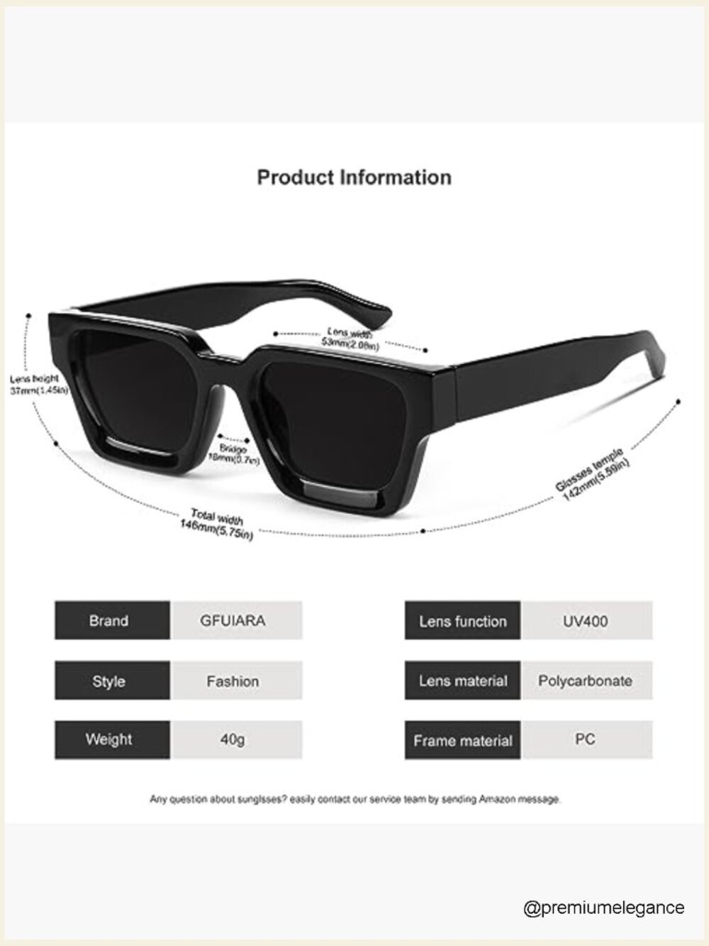 Trendy Square Sunglasses UV Protection Chunky Frame Unisex Shades - Picture 7 of 7